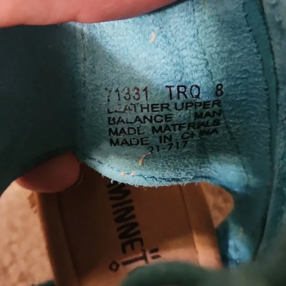 Minnetonka Women's Turquoise Blue Espadrille Wedge Sandals Shoes Size 8